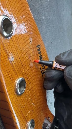 Lacquer repair with a magic pen! #guitar #repair #restoration #luthier #guitarist #bassguitar