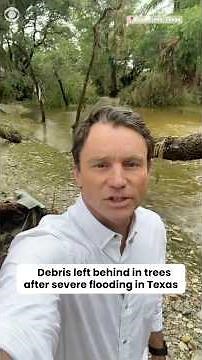 Debris left behind in trees after severe flooding in Texas #shorts