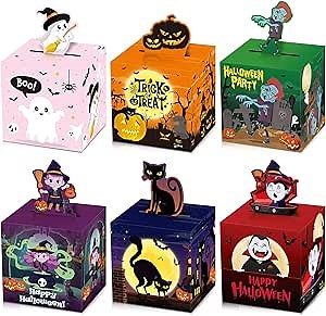 Cholemy 48 Pcs Halloween Birthday Gift Box Halloween Treat Boxes Pumpkin Candy Box Halloween Birthday Paper Box Halloween Cardboard Favor Box for Halloween Birthday Party Decor Supplies Bulk
