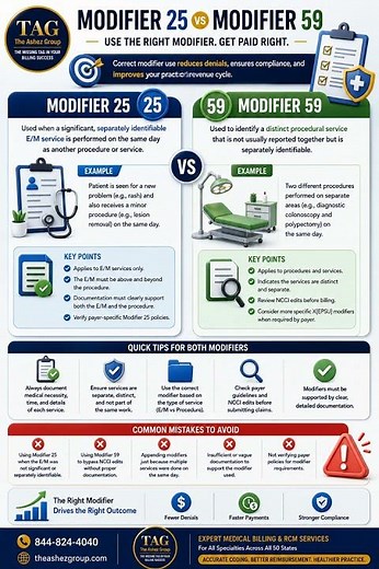 💡 **Modifier 25 vs. Modifier 59** #medicalbilling #fyp