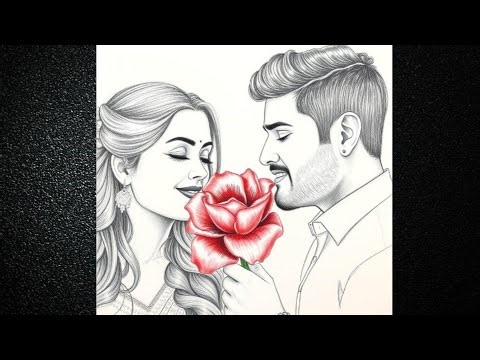 Romantic Couple Rose Drawing ❤️ Easy Pencil Sketch | Love Couple Art | Ranju Drawing