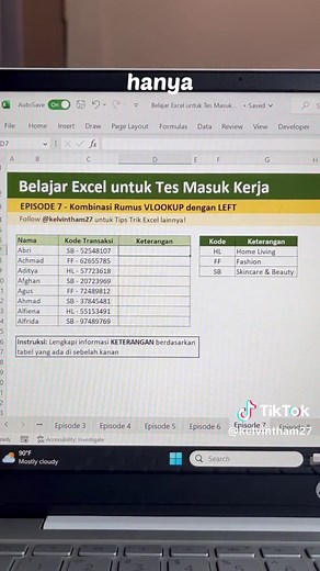 Tutorial Penggunaan Rumus VLOOKUP LEFT di Excel