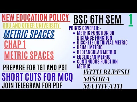 Metric spaces | Distance function | Discrete function | Usual metric | Euclidean metric | #mathvath