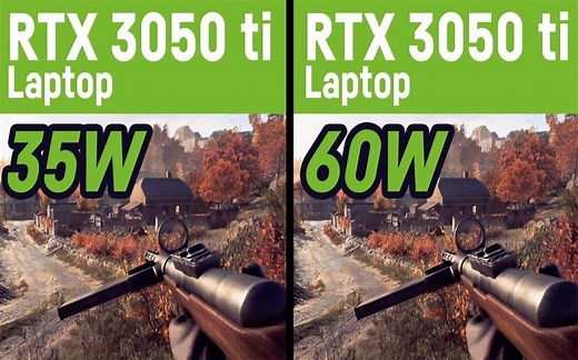 RTX 3050Ti 4G（35W）vs RTX 3050Ti 4G（60W） 笔记本显卡对比（1080P分辨率测试） 1080P 60帧视频
