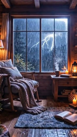 Lightning Storm outside Cabin Window sleep instantly #rainsounds #sleepaid #asmr
