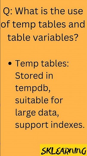 Temp Table vs Table Variable in SQL | Quick Interview Tip #shorts