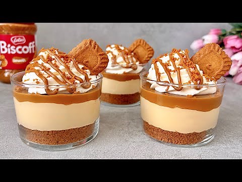 Lotus Biscoff Caramel Dessert Cups - NO BAKE Dessert. Only 4 Ingredients! Very Easy and Yummy!