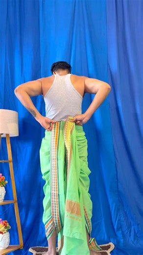 Cascade dhoti draping #ytshorts #dhotidraping #dance #tutorial #trendingvideo #viraldhoti #viral