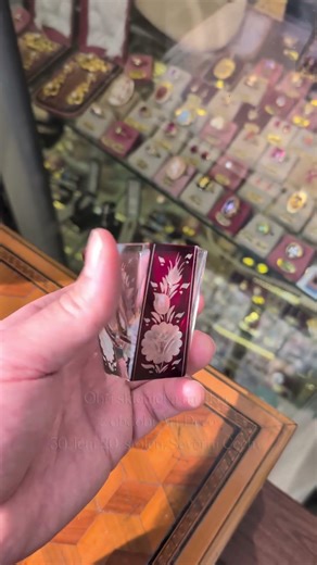 Art Deco Ruby Cut Glass Liqueur Decanter | Czechoslovakia 1930s Bohemian Barware