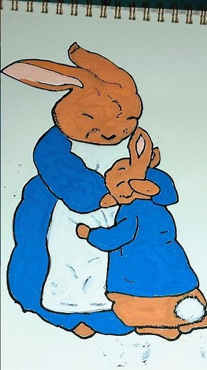 Drawing of “Peter Rabbit” and mama. #peterrabbit #art #blindartist #love #family