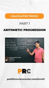 2.3K views · 163 reactions | Learn about arithmetic progression in our Calculator Tricks series today! Enrollment for the April 2024 CELE review is now open at the Padilla Review Center for online and face-to-face setup. https://padillareviewcenter.com/enroll/ | PRC - Padilla Review Center | Facebook