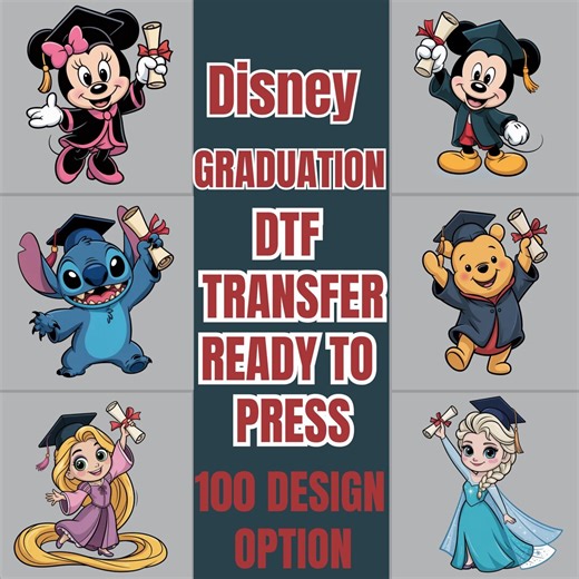 Disney Graduation Kids DTF Transfer, Disney All Characters Ready to Press, Kindergarten Preschool Graduation Shirt Design - Etsy