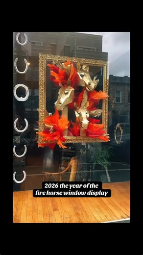 First window display of 2026, the year of the fire horse! Inspired by Pharaoh’s horses symbolizing strength, power, nobility, and triumph over adversity. ❤️‍🔥 I want to add some more horseshoes yet, but it’s nearly done! Window displays are one of my favorite things to create. They allow me to get blissfully lost in creative side. To me they feel like portals meant to transport you somewhere. Hope these wild Feral horses take you away. 🔥🐴 | Into the Feral