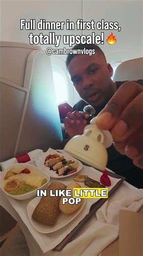 Full dinner in first class, totally upscale! 🔥#vlog #travel #travelvlog