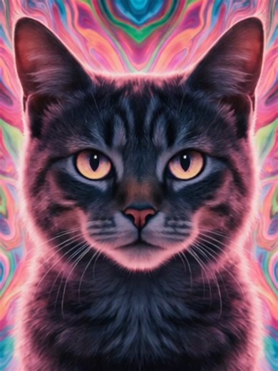 Mesmerizing Psychedelic Loop Featuring a Cat