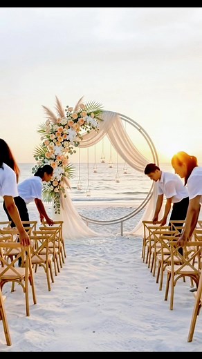 Beach Wedding Ceremony with Gorgeous Sunset