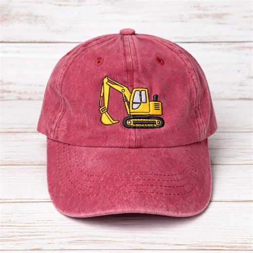 Embroidered Excavator Kids Baseball Cap Adjustable Cotton Washed Vintage, Gift for Excavator Lover - Etsy