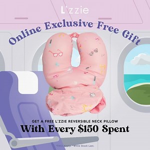 ✈ ONLINE EXCLUSIVE ✈ We have got your travel essentials covered! Receive ONE Complimentary Exclusive L’zzie Neck Pillow with every $150 spent on http://www.Lzzie.com 🎉 *Terms & Conditions apply* - Free gift is not applicable with other promotions, discounts and sale items - Only applicable to purchases made on http://www.Lzzie.com - Complimentary gift is limited to ONE piece per order with minimum of $150 spent on http://www.Lzzie.com - Promotion will end on January 31st, 2020 or while stocks l