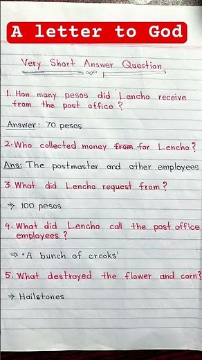 A letter to God very short questions answer | | English class 10 |English chapter 1 questions answer