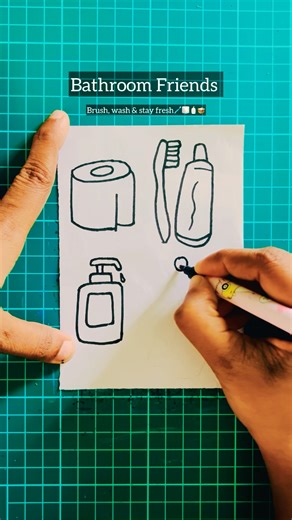 Easy Bathroom things Drawing || How To Draw tissue, handwash, Towel & toothpaste&brush ✍️ & 🎨 #bath