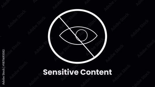 sensitive content warning alert animation with restricted symbol Explicit Media Advisory Concept on transparent background. 4K video
