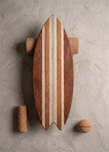 Holz Balance Board Mit Ständer - Surf-design – Handgefertigt - Korkrolle & Ball – Edles Indoor Wackelbrett Für Training Und Home Office - Etsy