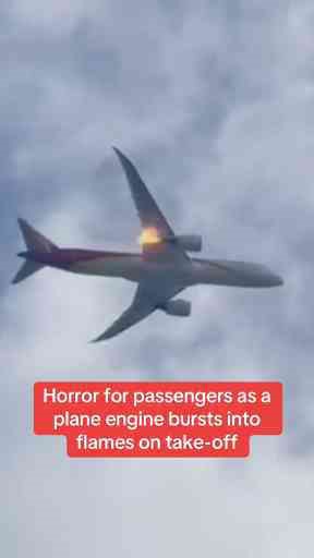 Horror for Passengers as Plane Engine Bursts into Flames on Take Off
