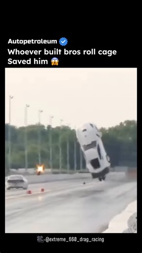 @autopetroleum on Instagram: "A drag run turning into airborne chaos shuts the track down instantly. The car hooks, loses control, and launches off the surface with a force that erases the idea of a straight-line pass. Momentum takes command the moment traction dies. The footage shows the full sequence: lift, rotation, and a violent exit from the lane as power overwhelms stability. Speed becomes flight, control disappears, and the crash redraws the limits of high-horsepower racing. Credit: @Extr