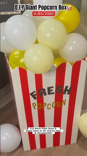 DIY Giant Popcorn Box 🍿 At Home Movie Night #shorts #movienight #moviesnacks #diy #diyprojects