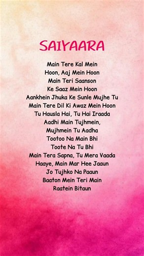 SAIYAARA SONG LYRICS - SHREYA GHOSHAL #songlyrics #saiyaara #hindisong