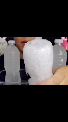 ASMR COTTON ICE BOTTLES/ ICE EATING. FULL VIDEO ON MY YOUTUBE CHANNEL. LINK IN BIO. #asmr #iceeating #snow #icecube #icetok #waterbottle #frozen #satisfying #mukbang