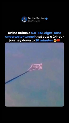 Techie Sapien - AI | Robotics | Next-gen Tech on Instagram: "China Opens a 28-KM Mega Link With a 6.8-KM Underwater Tunnel 🤯🌊 China Builds an 8-Lane Underwater Highway That Cuts Travel From 2 Hours to 20 Minutes 🤯 China has completed one of the most ambitious engineering projects in modern history — the Shenzhen–Zhongshan Link, a 28-kilometer mega corridor combining bridges, artificial islands, and a 6.8-kilometer underwater tunnel beneath the Pearl River Estuary. This eight-lane immersed tub