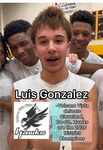 DISTRICT CHAMPS: Volcano Vista has won district by defeating Cleveland, 64-60. It is the 4th time that Cleveland and Volcano Vista have played this season; 2nd with a trophy on the line. Each team has won 2 games. In the dwindling seconds, Cleveland pulled within two. That’s when Luis Gonzalez went to the line, and drained two key free throws, icing the game #newmexico #albuquerque #volcanovista #highschoolbasketball