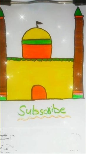 Easy Mosque Drawing with Colors 🕌🎨✨#drawing #shorts