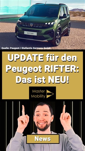 Master Mobility on Instagram: "Jetzt auf YouTube bei Master Mobility! ECHTER FAMILIENVAN?! NEUER Einstiegs-Benziner, Automatik beim Diesel und mehr! Peugeot Rifter (2026) Peugeot macht den Rifter fürs Modelljahr 2026 deutlich breiter: neuer 110 PS Basis Benziner, der 131 PS Diesel ist jetzt erstmals mit Automatik erhältlich. Dazu mehr Serie in Allure-Ausstattung mit Driver Monitoring passend zur GSRV2.2 ab Juli 2026. Der E Rifter bekommt 11 kW AC bidirektional und V2L Vorbereitung. So wird aus d