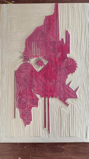 Exciting Progress on My Largest Abstract Reduction Print!