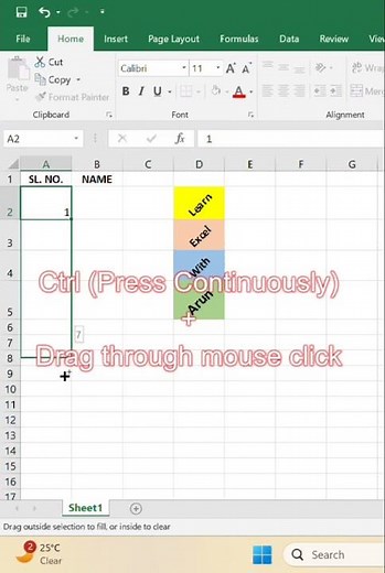 Excel Drag Formula Shortcut 🔥| Excel Trick #excel #advancedexcel #ytshorts