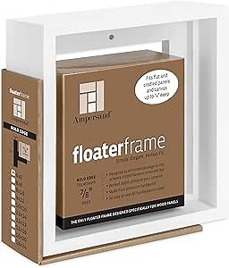 Ampersand Art Supply Floaterframe | 6"x6" | 1 1/2" Depth | Bold Style | Hardwood Floating Frame in White Finish for Canvas, Wood Panels & Artwork
