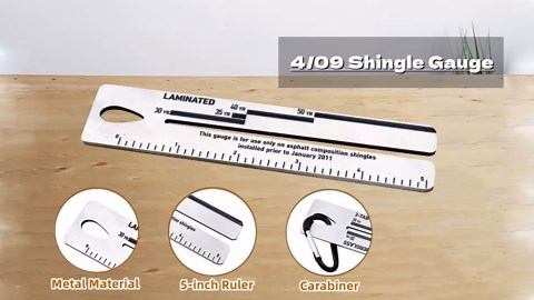 2Pcs 4/09 Shingle Gauge, Measuring Tool for Roof Shingle | Roof Pitch Gauge with Carabiner,Equipment for Measuring and Analyzeing The Thickness of Roof Tiles