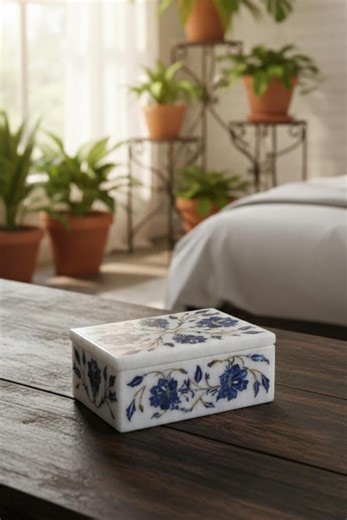 Handmade White Marble Inlay Jewelry Box – Pietra Dura Floral Trinket - Etsy