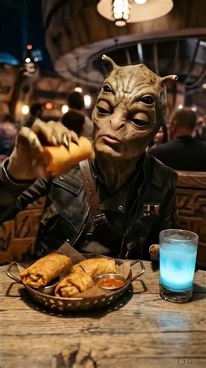 alien eat tasty and crispy burrito