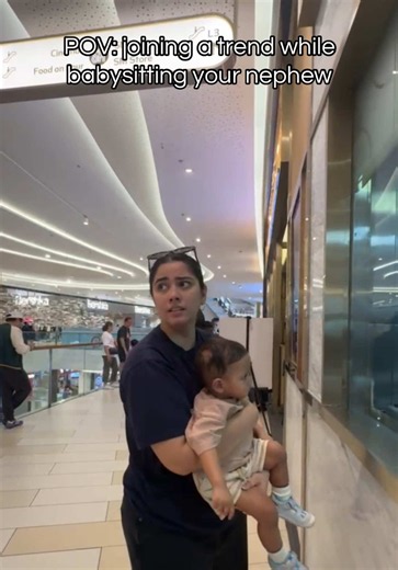 POV: joining a trend while babysitting your nephew — funny mall acting clip