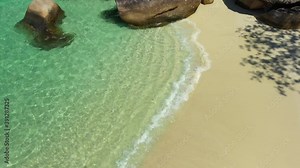 Footage B-roll of myanmar island beach ocean waves, Beautiful tropical beach and rocky coastline and beautiful forest. Nyaung Oo Phee Island Myanmar. Tropical seas and islands in southern Myanmar