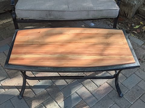 Replace broken glass top table with redwood for cheap