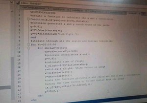 The MATLAB code implements a function to calculate projectile m... | Filo
