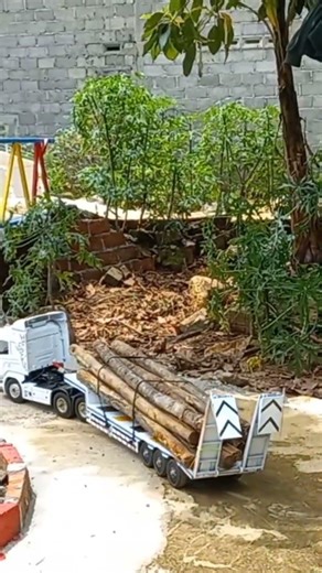 rc truk trailer muat kayu besar #short #rctruck