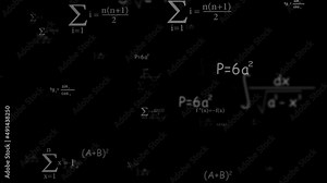 Physics, math formulas and equations. Loop animation.