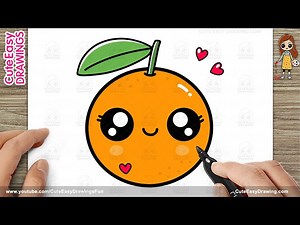 How to Draw a Cute Orange, Easy Step by Step for Kids and Toddlers! draw along video - Videos For Kids