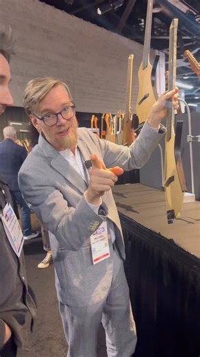 Back at @boutiqueguitarshowcase at the NAMM Show 2026, mesmerized by the latest @sankey_guitars reveal! @zeppelinbarnatra was floored by the last Sankey Guitar at CME, and this one is equally impressive! With real foliage, this gorgeous guitar has found its home, but keep an eye out for future CME highlights! | Chicago Music Exchange