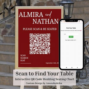 Custom Interactive QR Wedding Seating Chart | Find Your Seat Welcome Sign - Etsy